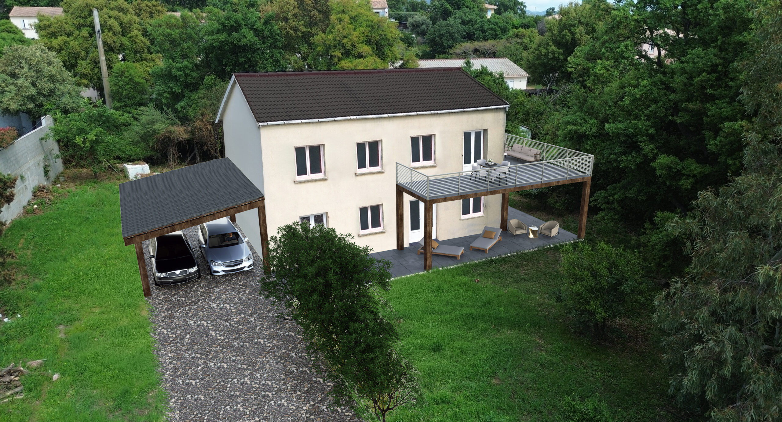 Rendus 3D photoréalistes en Corse – projet architectural Fl'HOME design